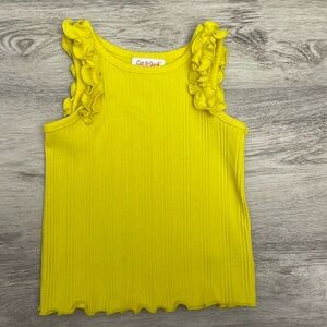 Cat & Jack Yellow Ruffled Sleeveless Ribbed Girl's Size 2T